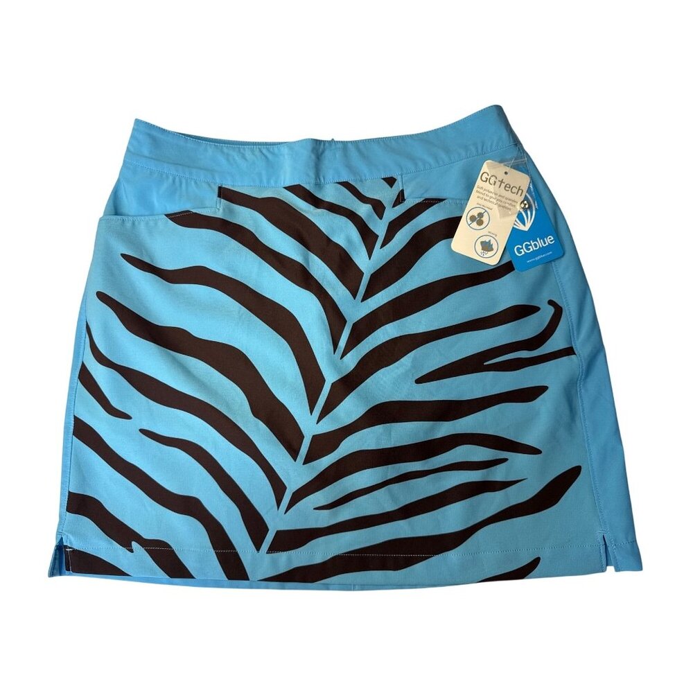 GGblue Womens Luxe Sport Zebra Print Golf Skort Size 6 Blue & Black With Built-I